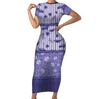 Hawaii Christmas In July Short Sleeve Bodycon Dress Amethyst Purple Mele Kalikimaka Sea Animals