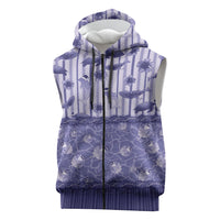 Hawaii Christmas In July Sleeveless Zip Hoodie Amethyst Purple Mele Kalikimaka Sea Animals