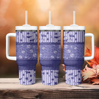 Hawaii Christmas In July Tumbler With Handle Amethyst Purple Mele Kalikimaka Sea Animals