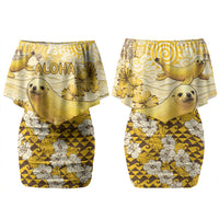 Hawaii Banana Seal Couples Matching Off Shoulder Short Dress and Hawaiian Shirt Ilio Holo I Ka Uaua Aloha DT05 - Polynesian Pride