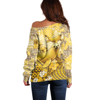 Hawaii Banana Seal Off Shoulder Sweater Ilio Holo I Ka Uaua Aloha DT05 - Polynesian Pride
