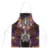 Hawaii Halloween Apron Skeleton Bones Flower Lei Tropical Floral DT05 Black - Polynesian Pride