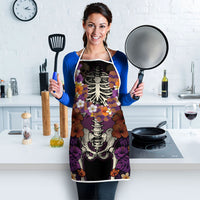 Hawaii Halloween Apron Skeleton Bones Flower Lei Tropical Floral DT05 - Polynesian Pride