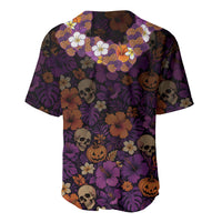 Hawaii Halloween Baseball Jersey Skeleton Bones Flower Lei Tropical Floral DT05 - Polynesian Pride