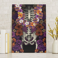 Hawaii Halloween Canvas Wall Art Skeleton Bones Flower Lei Tropical Floral DT05 Without Frame Black - Polynesian Pride