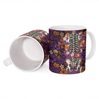 Hawaii Halloween Ceramic Mug Skeleton Bones Flower Lei Tropical Floral DT05 - Polynesian Pride