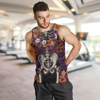 Hawaii Halloween Men Tank Top Skeleton Bones Flower Lei Tropical Floral DT05 Black - Polynesian Pride