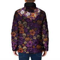 Hawaii Halloween Padded Jacket Skeleton Bones Flower Lei Tropical Floral DT05 - Polynesian Pride