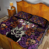 Hawaii Halloween Quilt Bed Set Skeleton Bones Flower Lei Tropical Floral DT05 - Polynesian Pride