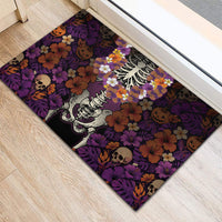 Hawaii Halloween Rubber Doormat Skeleton Bones Flower Lei Tropical Floral DT05 - Polynesian Pride
