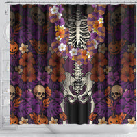 Hawaii Halloween Shower Curtain Skeleton Bones Flower Lei Tropical Floral DT05 - Polynesian Pride