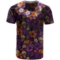 Hawaii Halloween T Shirt Skeleton Bones Flower Lei Tropical Floral DT05 - Polynesian Pride