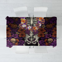 Hawaii Halloween Tablecloth Skeleton Bones Flower Lei Tropical Floral DT05 Black - Polynesian Pride