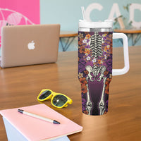Hawaii Halloween Tumbler With Handle Skeleton Bones Flower Lei Tropical Floral DT05 - Polynesian Pride