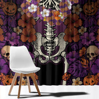 Hawaii Halloween Window Curtain Skeleton Bones Flower Lei Tropical Floral DT05 - Polynesian Pride