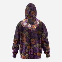 Hawaii Halloween Zip Hoodie Skeleton Bones Flower Lei Tropical Floral DT05 - Polynesian Pride