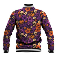 Hawaii Halloween Baseball Jacket Skeleton Pumpkin Hawaiian Flower Tribal DT05 - Polynesian Pride