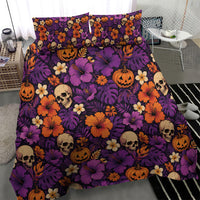 Hawaii Halloween Bedding Set Skeleton Pumpkin Hawaiian Flower Tribal DT05 - Polynesian Pride