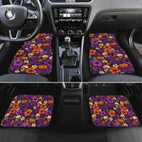 Hawaii Halloween Car Mats Skeleton Pumpkin Hawaiian Flower Tribal DT05 Set 4pcs Purple - Polynesian Pride
