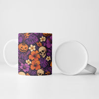 Hawaii Halloween Ceramic Mug Skeleton Pumpkin Hawaiian Flower Tribal DT05 - Polynesian Pride