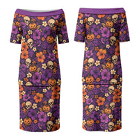Hawaii Halloween Couples Matching Puletasi and Hawaiian Shirt Skeleton Pumpkin Hawaiian Flower Tribal DT05 - Polynesian Pride