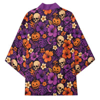 Hawaii Halloween Kimono Skeleton Pumpkin Hawaiian Flower Tribal DT05 - Polynesian Pride
