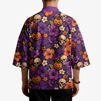 Hawaii Halloween Kimono Skeleton Pumpkin Hawaiian Flower Tribal DT05 - Polynesian Pride
