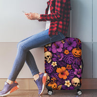 Hawaii Halloween Luggage Cover Skeleton Pumpkin Hawaiian Flower Tribal DT05 - Polynesian Pride