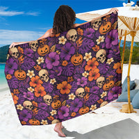 Hawaii Halloween Sarong Skeleton Pumpkin Hawaiian Flower Tribal DT05 One Size 44 x 66 inches Purple - Polynesian Pride