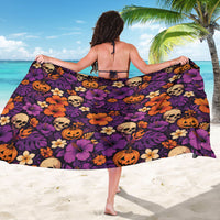 Hawaii Halloween Sarong Skeleton Pumpkin Hawaiian Flower Tribal DT05 - Polynesian Pride