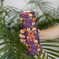 Hawaii Halloween Skinny Tumbler Skeleton Pumpkin Hawaiian Flower Tribal DT05 - Polynesian Pride