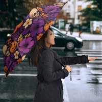 Hawaii Halloween Umbrella Skeleton Pumpkin Hawaiian Flower Tribal DT05 - Polynesian Pride