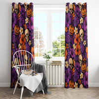 Hawaii Halloween Window Curtain Skeleton Pumpkin Hawaiian Flower Tribal DT05 - Polynesian Pride