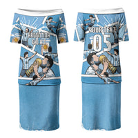 Custom Argentina Football Couples Matching Puletasi and Long Sleeve Button Shirt Goat Comic Style Sun Of May DT05 - Polynesian Pride
