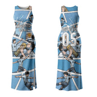 Custom Argentina Football Couples Matching Tank Maxi Dress and Hawaiian Shirt Goat Comic Style Sun Of May DT05 - Polynesian Pride