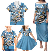 Custom Argentina Football Family Matching Puletasi and Hawaiian Shirt Goat Comic Style Sun Of May DT05 - Polynesian Pride