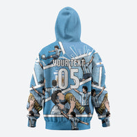 Custom Argentina Football Hoodie Goat Comic Style Sun Of May