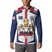Custom England Football Button Sweatshirt Three Lions Trophy St George Cross