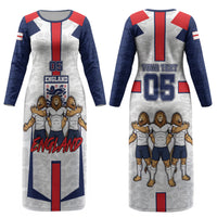 Custom England Football Couples Matching Long Sleeve Bodycon Dress and Long Sleeve Button Shirt Three Lions Trophy St George Cross DT05 - Polynesian Pride