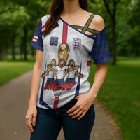 Custom England Football Cross Shoulder Shirt Three Lions Trophy St George Cross DT05 - Polynesian Pride