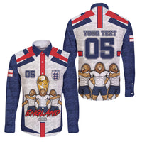 Custom England Football Family Matching Tank Maxi Dress and Hawaiian Shirt Three Lions Trophy St George Cross DT05 Dad's Shirt - Long Sleeve White - Polynesian Pride
