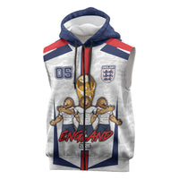 Custom England Football Sleeveless Zip Hoodie Three Lions Trophy St George Cross DT05 White - Polynesian Pride