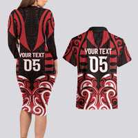 Custom Aotearoa Ngapuhi Couples Matching Long Sleeve Bodycon Dress and Hawaiian Shirt Maori Pattern New Zealand - Polynesian Pride