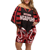 Custom Aotearoa Ngapuhi Off Shoulder Short Dress Maori Pattern New Zealand - Polynesian Pride