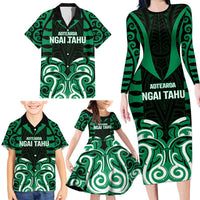 Custom Aotearoa Ngai Tahu Family Matching Long Sleeve Bodycon Dress and Hawaiian Shirt Maori Pattern New Zealand - Polynesian Pride