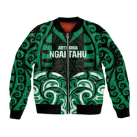 Custom Aotearoa Ngai Tahu Sleeve Zip Bomber Jacket Maori Pattern New Zealand - Polynesian Pride