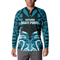 Custom Aotearoa Ngati Porou Button Sweatshirt Maori Pattern New Zealand - Polynesian Pride