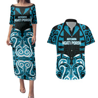 Custom Aotearoa Ngati Porou Couples Matching Puletasi and Hawaiian Shirt Maori Pattern New Zealand - Polynesian Pride