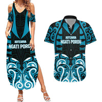 Custom Aotearoa Ngati Porou Couples Matching Summer Maxi Dress and Hawaiian Shirt Maori Pattern New Zealand - Polynesian Pride