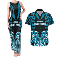 Custom Aotearoa Ngati Porou Couples Matching Tank Maxi Dress and Hawaiian Shirt Maori Pattern New Zealand - Polynesian Pride